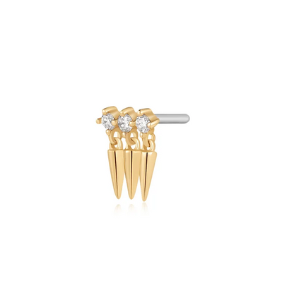 EMERSON | 14K Yellow Gold Triple Drop Diamond Piercing Earring Front