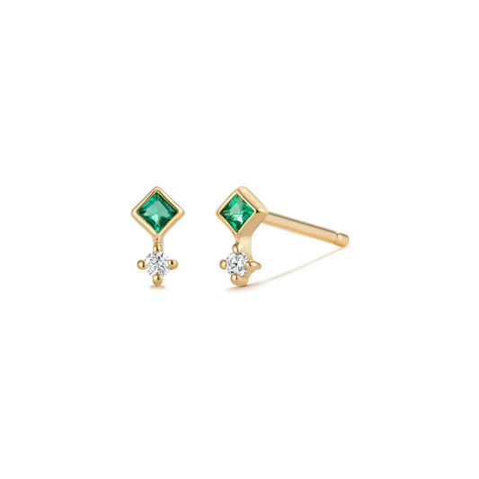 EMMIE | 14kyg Emerald And Diamond Studs