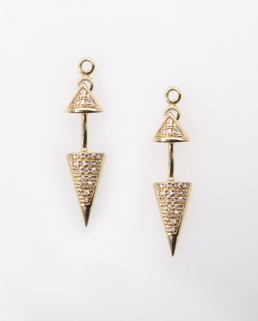 14K Yellow Gold 3 in 1 Diamond Dagger Earrings