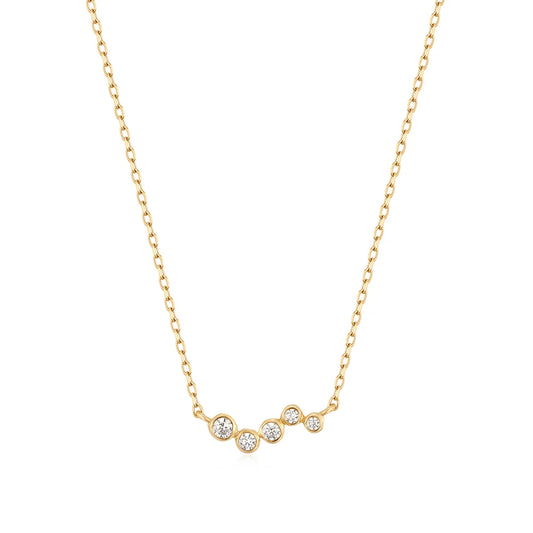 FRANCES | 14K Yellow Gold Diamond Wave Necklace