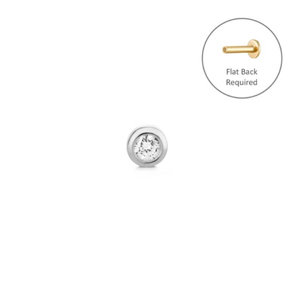 GERI WG | 14K White Gold Bezel Diamond Piercing Earring Front