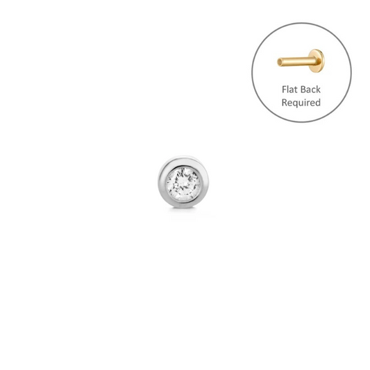 GERI WG | 14K White Gold Bezel Diamond Piercing Earring Front