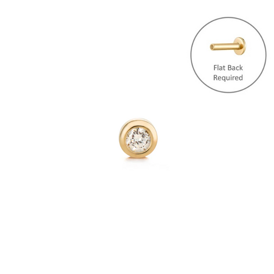 GERI | 14K Yellow Gold Bezel Diamond Piercing Earring Front