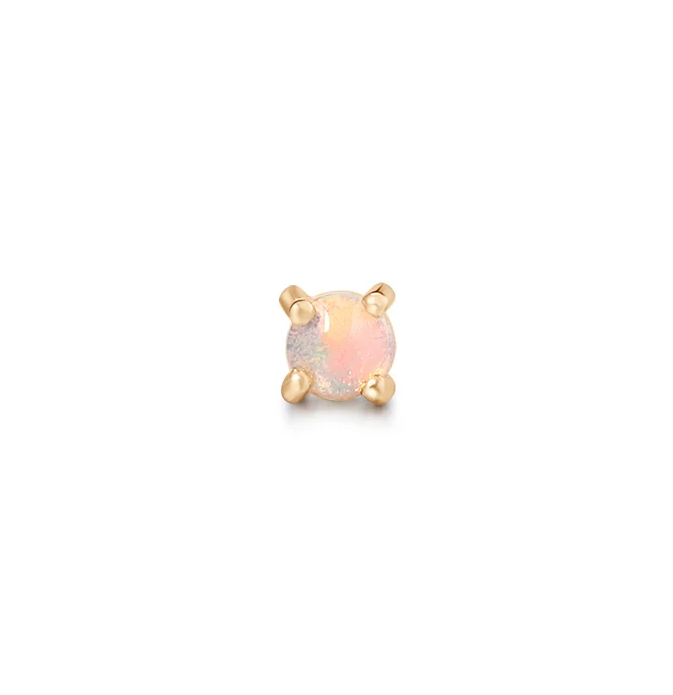 HERA | 14K Yellow Gold Single Opal Piercing Earring Front