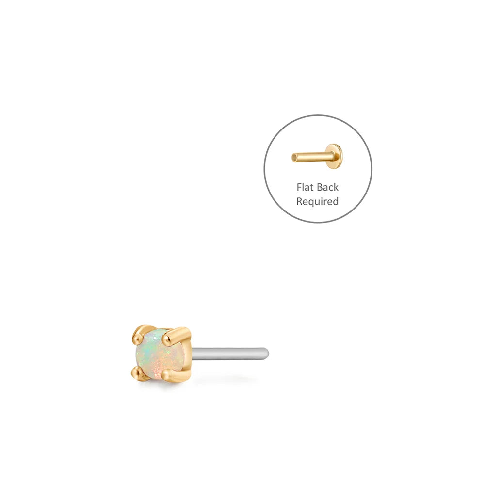 HERA | 14K Yellow Gold Single Opal Piercing Earring Front