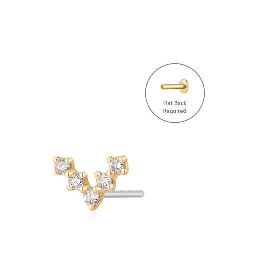 HOPE | 14K Yellow Gold Diamond V Piercing Earring Front