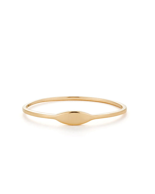 NINA | 14K Yellow Gold Skinny Oval Signet Ring