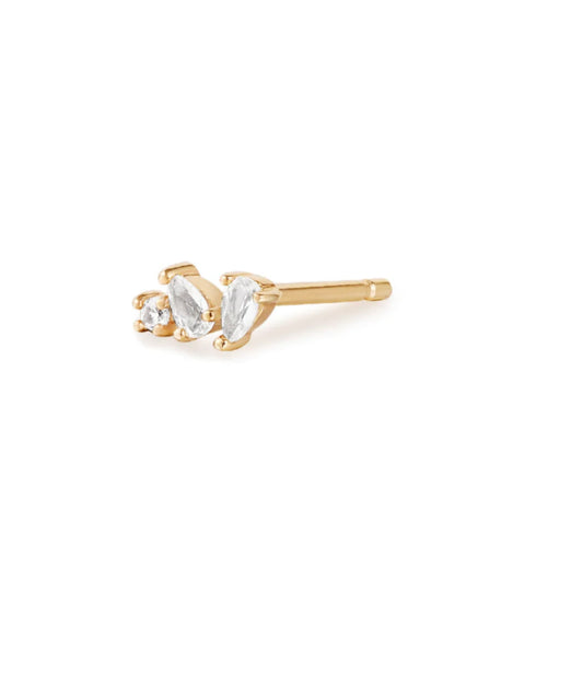 CAMI | Pear and Round White Sapphire Stud Earring