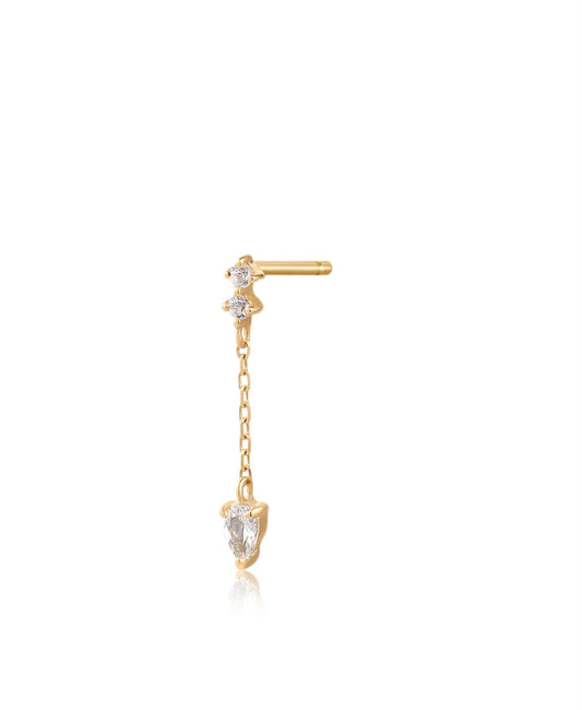 DEWDROP | Pear and Round White Sapphire Drop Stud Earring