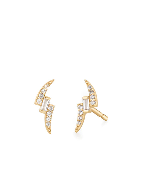 REBEL | White Sapphire Curved Stud Earrings