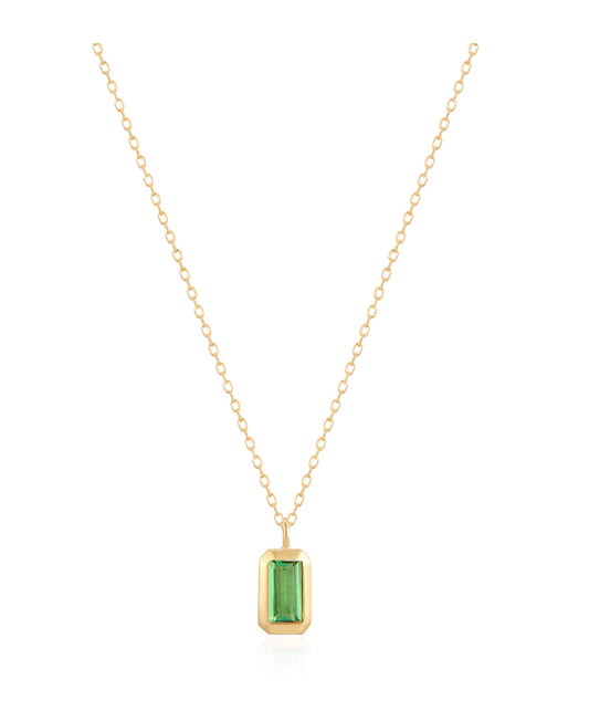 ASPEN | 14kyg Tsavorite Bezel Necklace