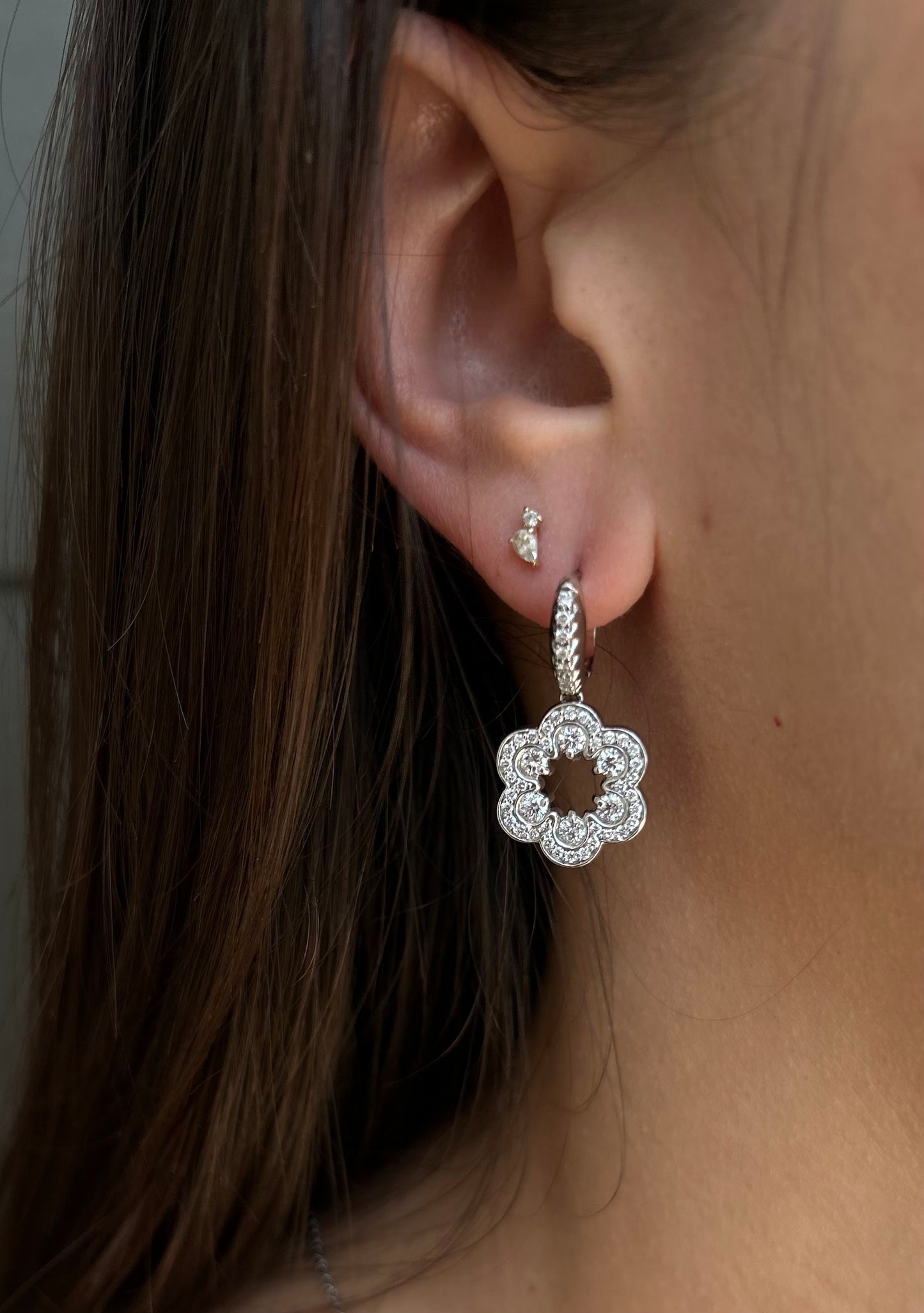 18K White Gold Cocktail Diamond Earrings