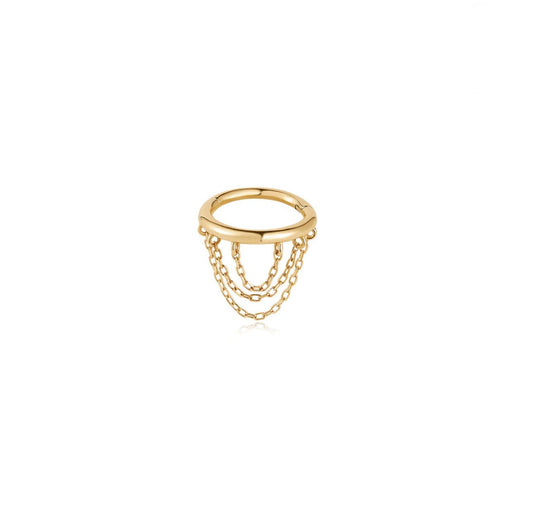BROOKLYN | 14K Yellow Gold Triple Draped Chain Clicker Hoop