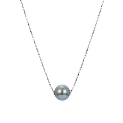14K White Gold Light Blue Tahitian Pearl Necklace