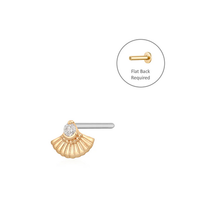 KATE | 14K Yellow Gold Single Diamond Fan Piercing Earring Front