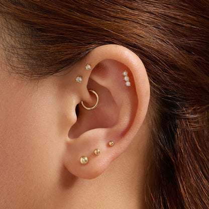 KYNSLEE | 14K Yellow Gold Triple Pearl Piercing Earring Front