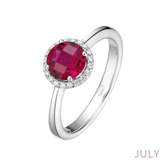 LAFONN | Sterling Silver Platinum Bonded Birthstone Halo Ring