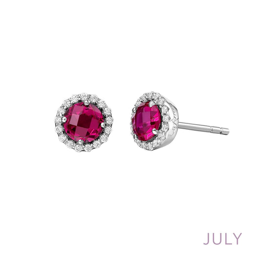 LAFONN | Sterling Silver Platinum Bonded Birthstone Halo Studs