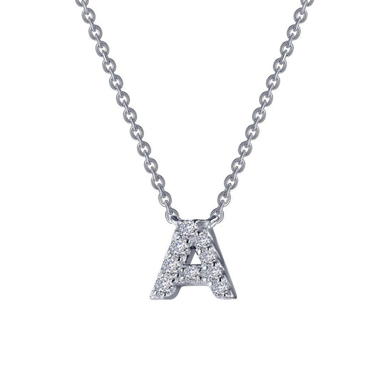 LAFONN | Sterling Silver Platinum Bonded Simulated Diamond Adjustable Initial Necklace