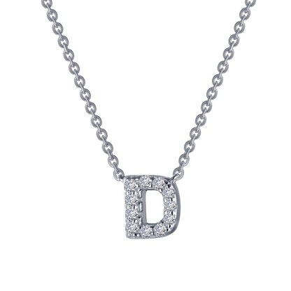 LAFONN | Sterling Silver Platinum Bonded Simulated Diamond Adjustable Initial Necklace