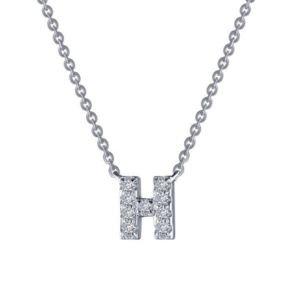 LAFONN | Sterling Silver Platinum Bonded Simulated Diamond Adjustable Initial Necklace