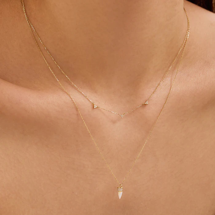 LORETTA | 14K Yellow Gold Opal & Diamond Necklace