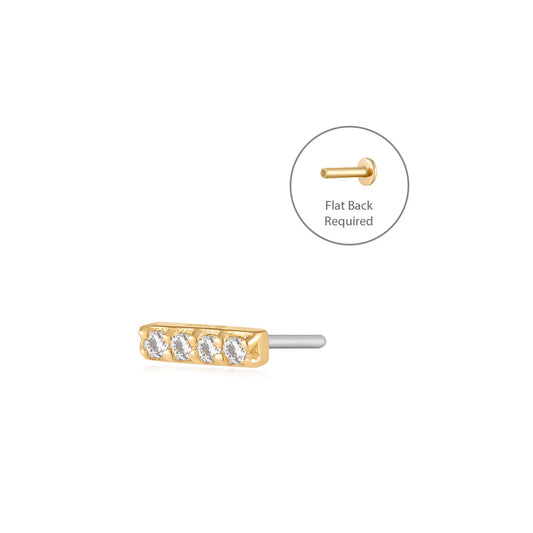MADISON | 14K Yellow Gold Diamond Bar Piercing Earring Front