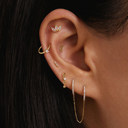 MADISON | 14K Yellow Gold Diamond Bar Piercing Earring Front