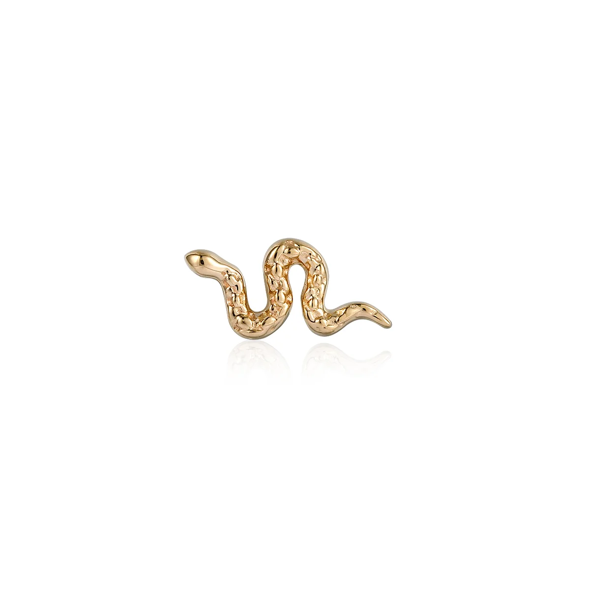 MEDUSA | 14K Yellow Gold Snake Piercing Earring Front
