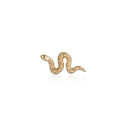 MEDUSA | 14K Yellow Gold Snake Piercing Earring Front