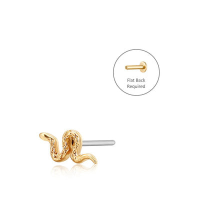 MEDUSA | 14K Yellow Gold Snake Piercing Earring Front