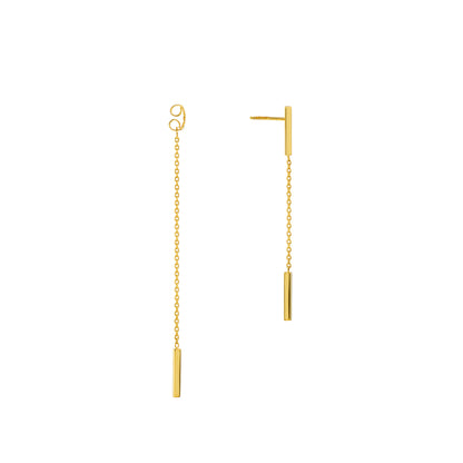 14K Yellow Gold 3-in-1 Front & Back Double Bar Earrings