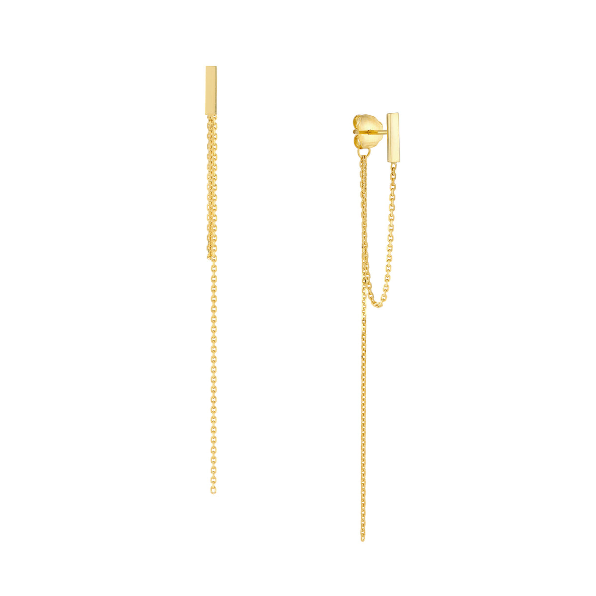 14K Yellow Gold Front to Back Earrings