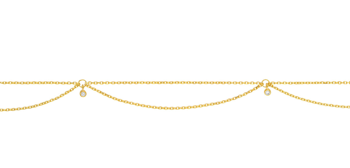 14K Yellow Gold Diamond Drape Choker
