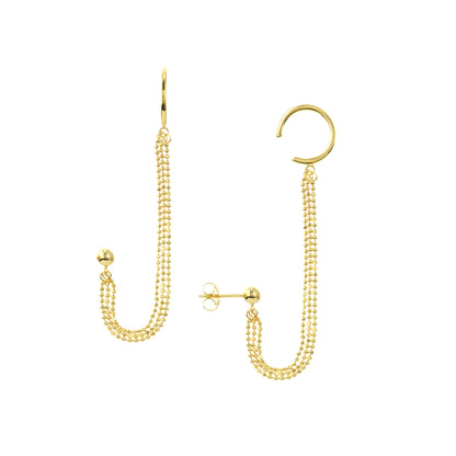 14K Yellow Gold Earring Chain + Cuff
