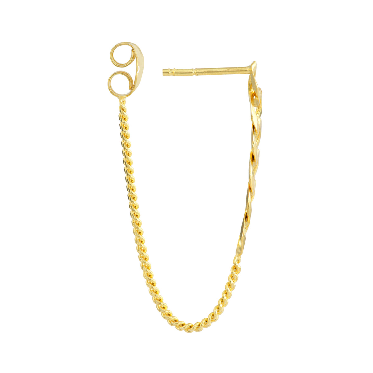 14K Yellow Gold Front/Back Curb Chain Earrings
