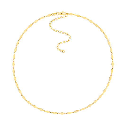 14K Yellow Gold Mirror Link Choker