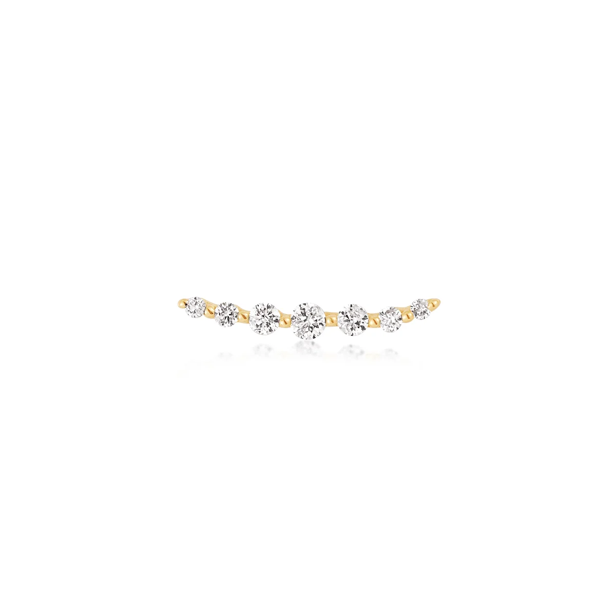 MONICA | 14K Yellow Gold Diamond Bar Piercing Earring Front