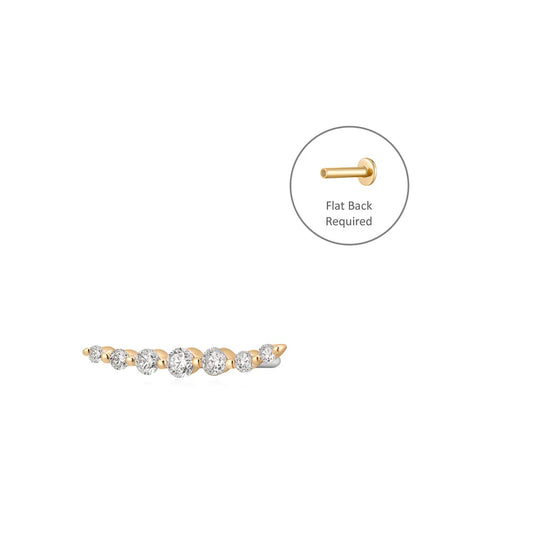 MONICA | 14K Yellow Gold Diamond Bar Piercing Earring Front