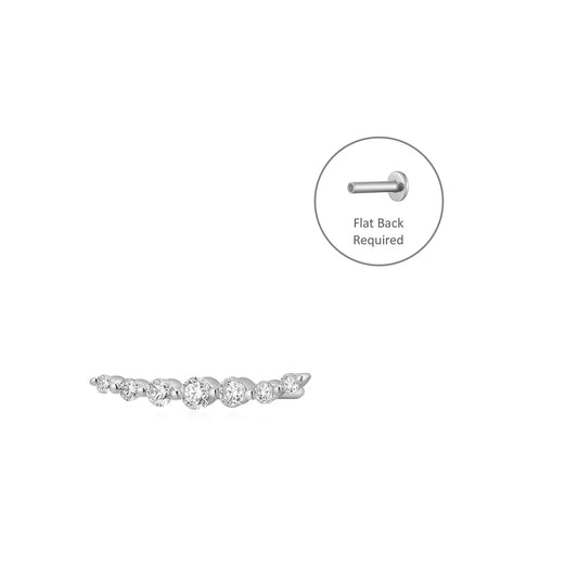 MONICA WG | 14K White Gold Diamond Bar Piercing Earring Front