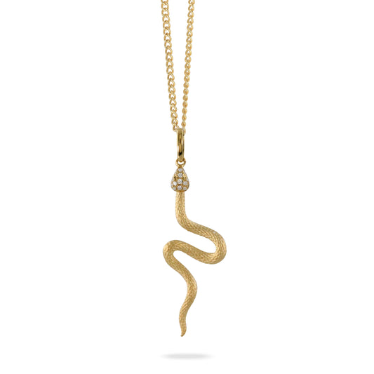 18K Yellow Gold Diamond Serpent Necklace