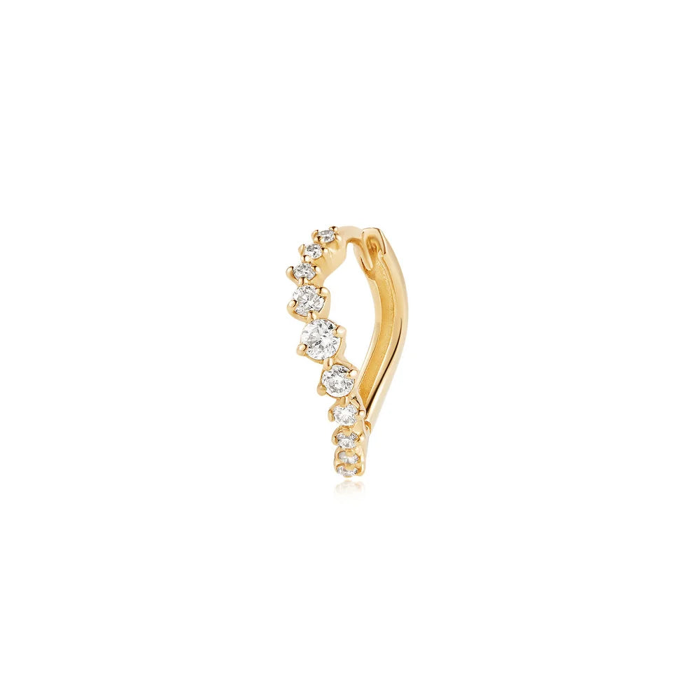 PARIS | 14K Yellow Gold Diamond Wave Huggie Hoop