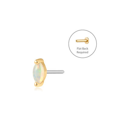 PETAL | 14K Yellow Gold Marquise Opal Piercing Earring Front