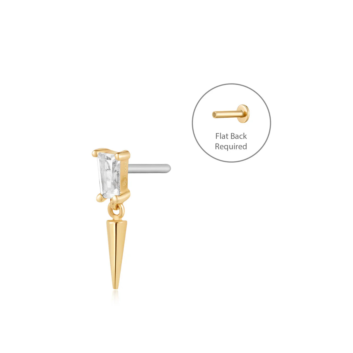 PEYTON | 14K Yellow Gold White Sapphire Piercing Earring Front