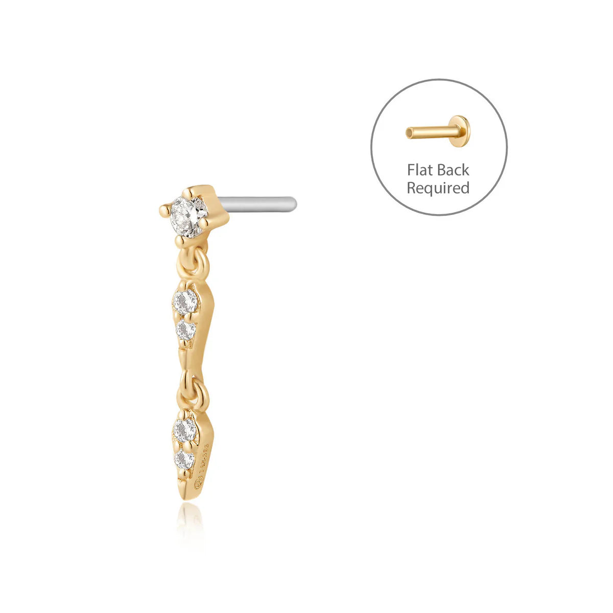 REAGAN | 14K Yellow Gold Diamond Dangling Piercing Earring Front