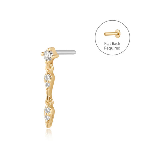 REAGAN | 14K Yellow Gold Diamond Dangling Piercing Earring Front