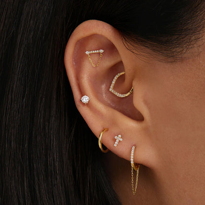 REESE- 3.2mm | 14K Yellow Gold Diamond Piercing Earring Front