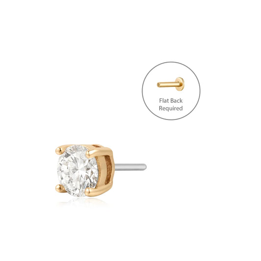 REESE- 4.4mm | 14K Yellow Gold Diamond Piercing Earring Front