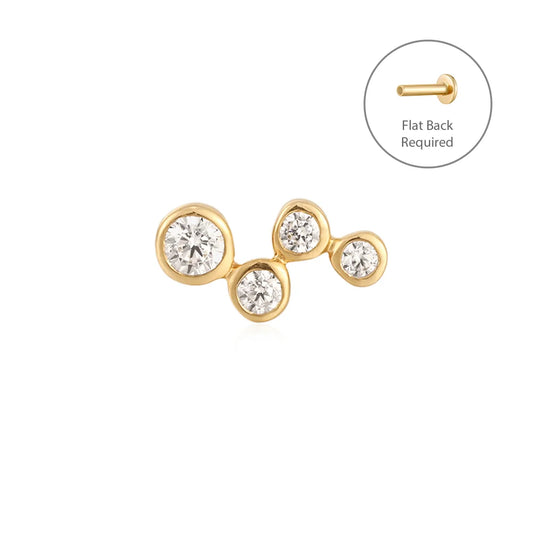 SALLY | 14K Yellow Gold Diamond Small Wave Piercing Earring Front