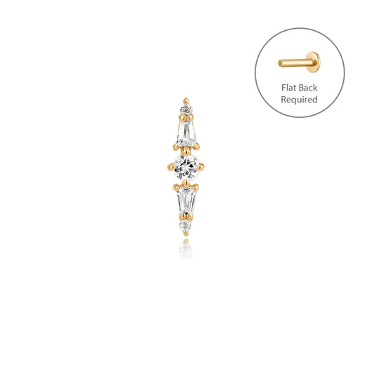 SAVANNAH | 14K Yellow Gold White Sapphire Piercing Earring Front